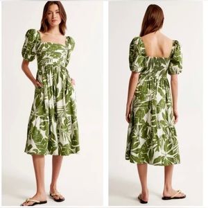 A&F Emerson Poplin Puff Sleeve Midi Dress Small